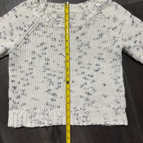 American Eagle Outfitters cropped White 3/4 Sleeve Knitted Sweater Size Medium - Picture 7 of 9